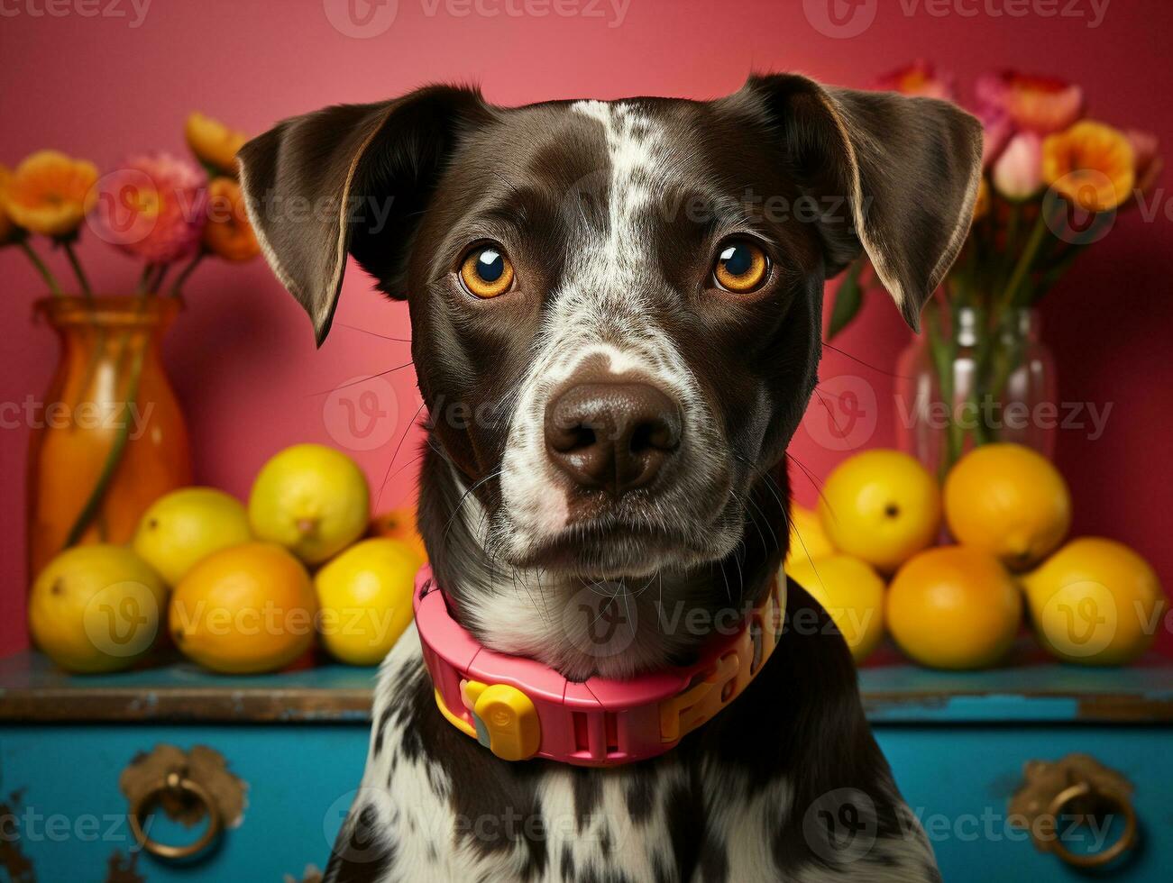 Ai Generated Cute dog with colorful background photo