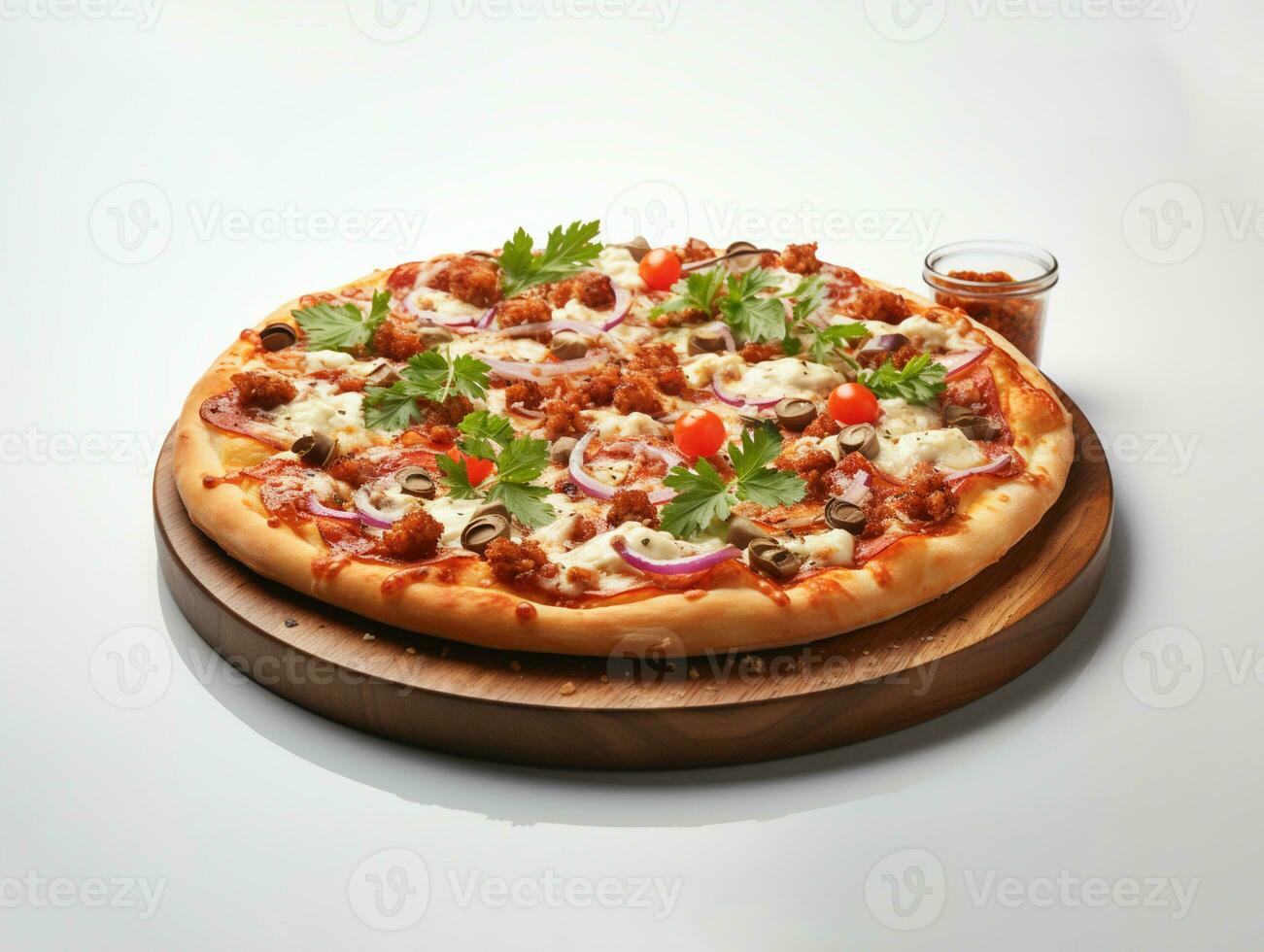 AI Generated decious Italian pizza fastfood photo white background