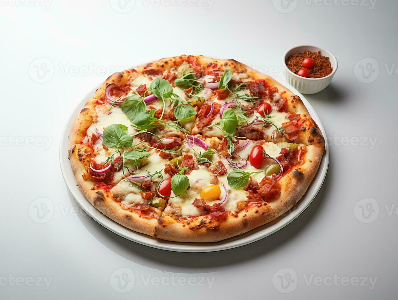 AI Generated decious Italian pizza fastfood photo white background