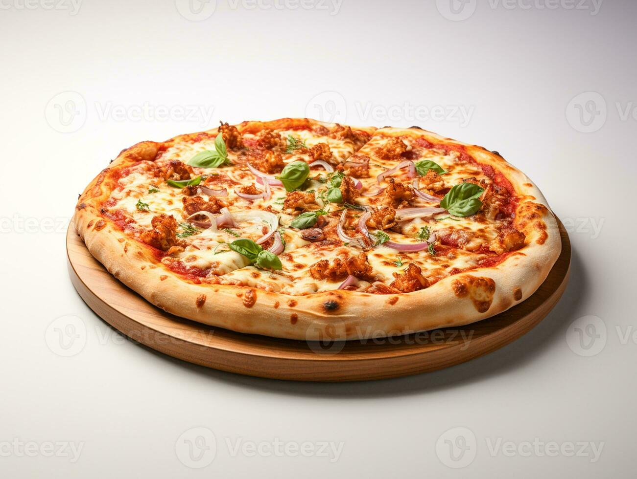 AI Generated decious Italian pizza fastfood photo white background