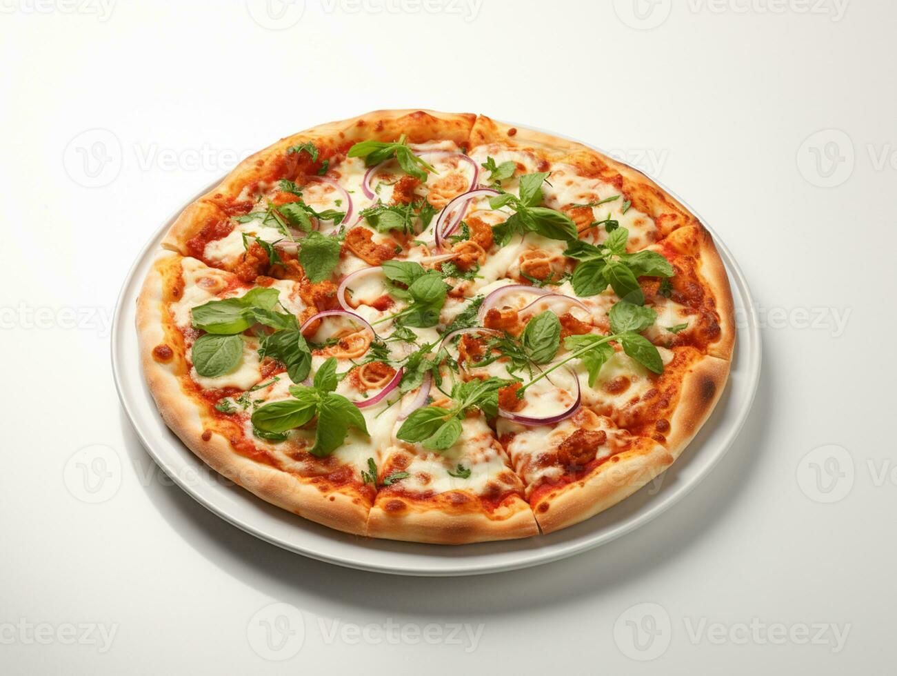 AI Generated decious Italian pizza fastfood photo white background