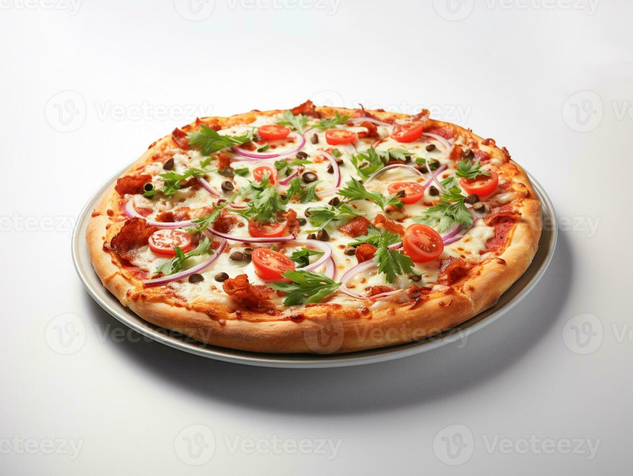 AI Generated decious Italian pizza fastfood photo white background