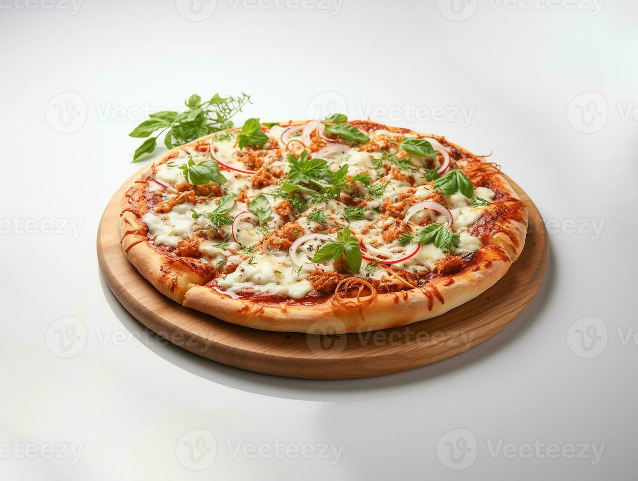 ai generado engañoso italiano Pizza comida rápida foto blanco antecedentes