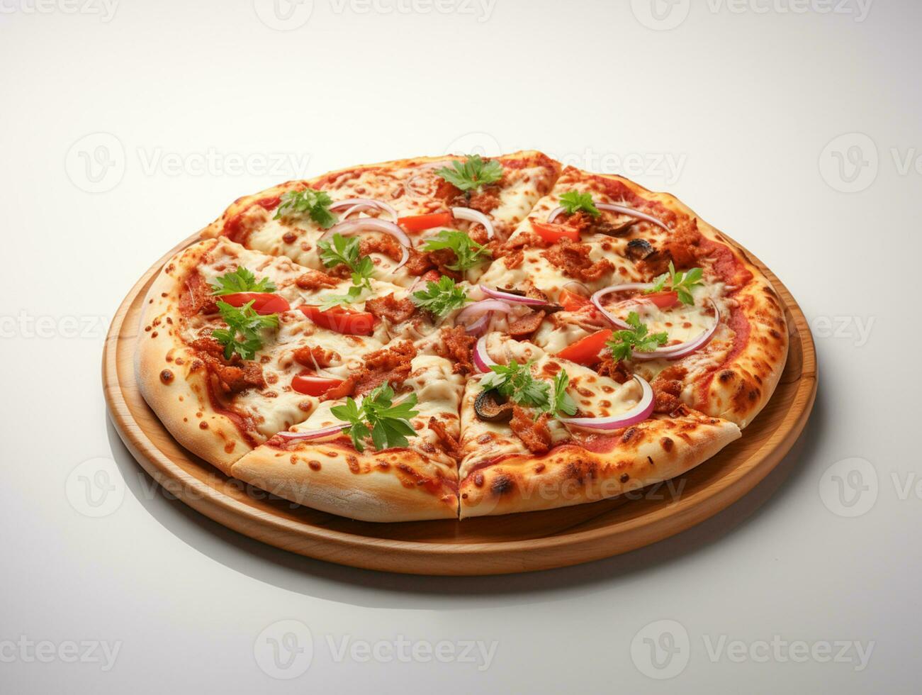 AI Generated decious Italian pizza fastfood photo white background