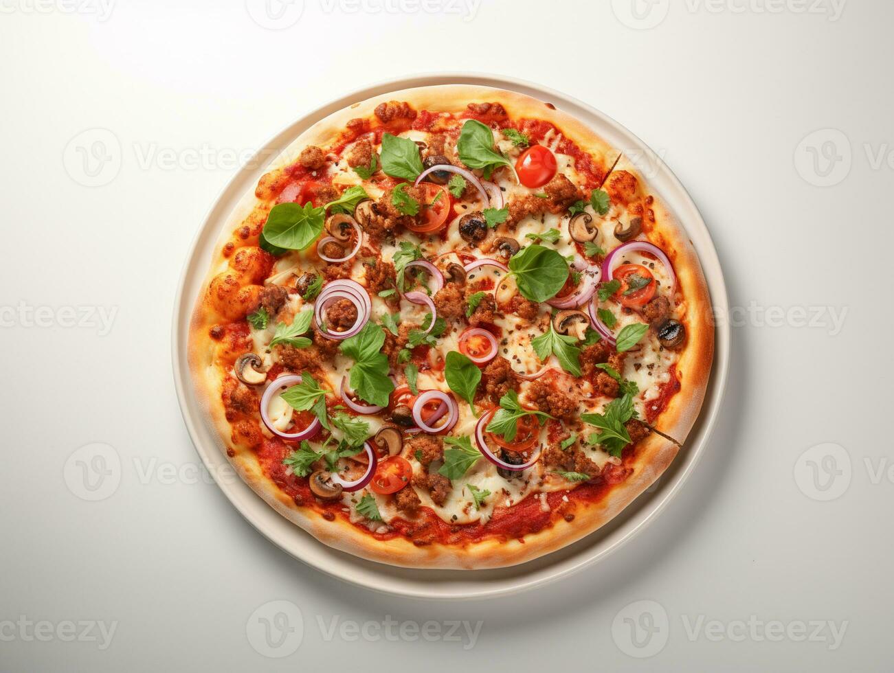 AI Generated decious Italian pizza fastfood photo white background