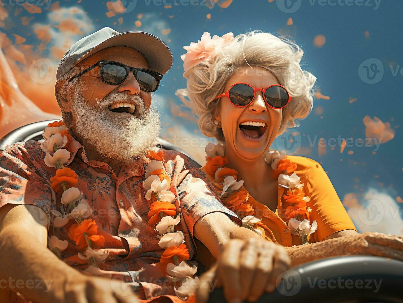 Ai Generated Happy retired couple summer photo