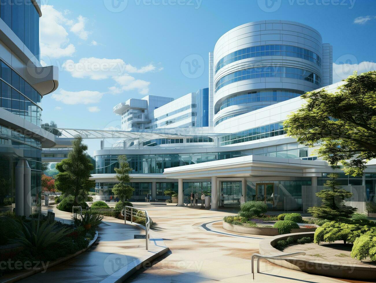 Ai Generated Bright blue and white colors hospital photo