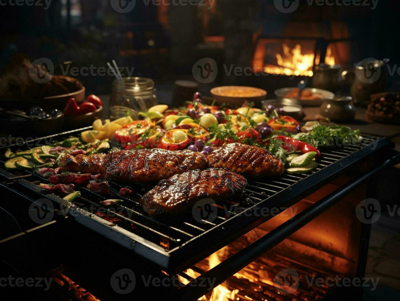 AI Generated Barbeque steak food photo