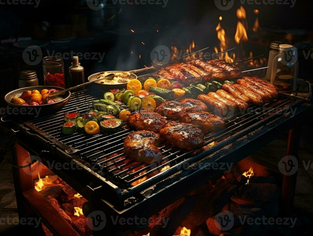 ai generado parrilla filete comida foto