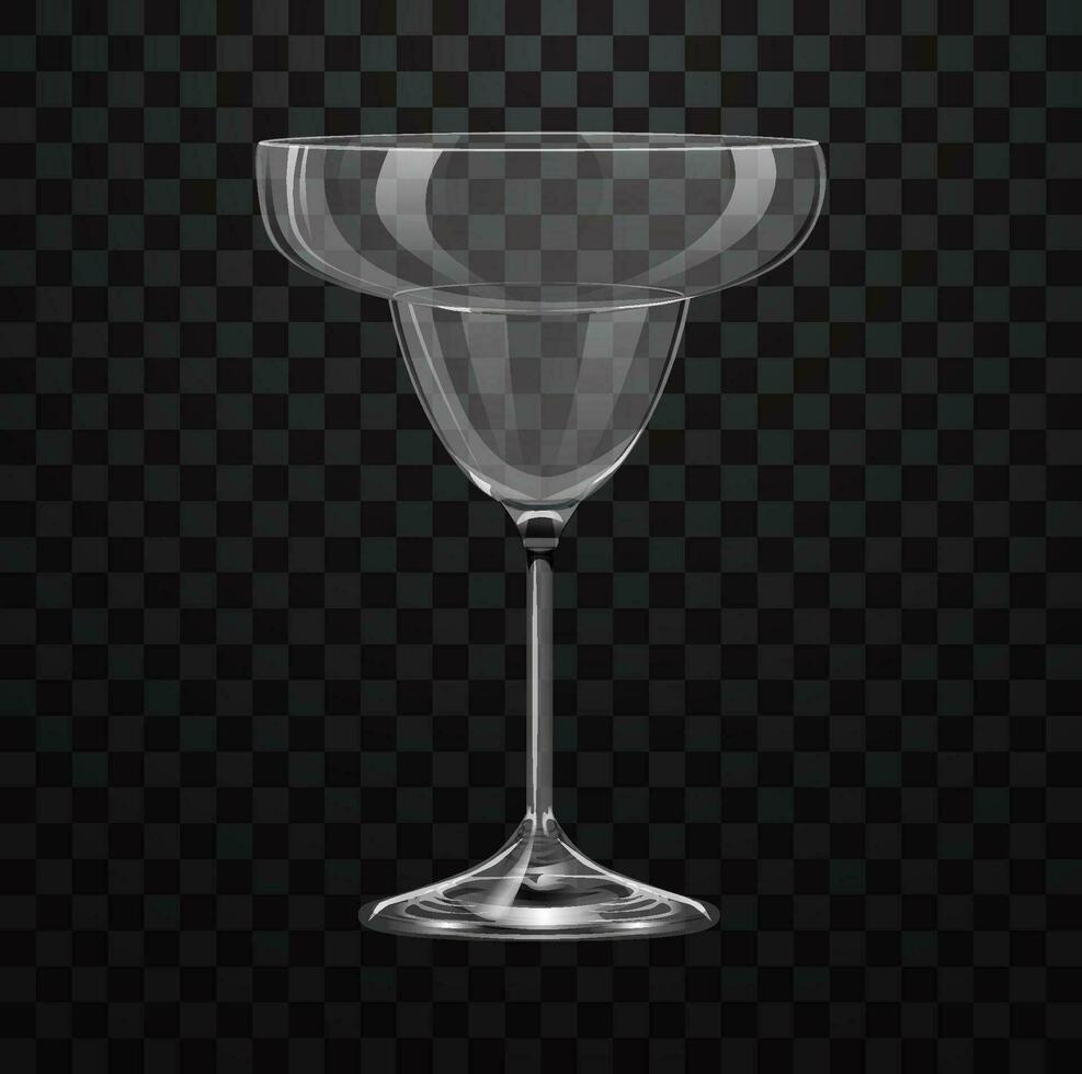 Realistic empty margarita glass isolated on transparent background vector