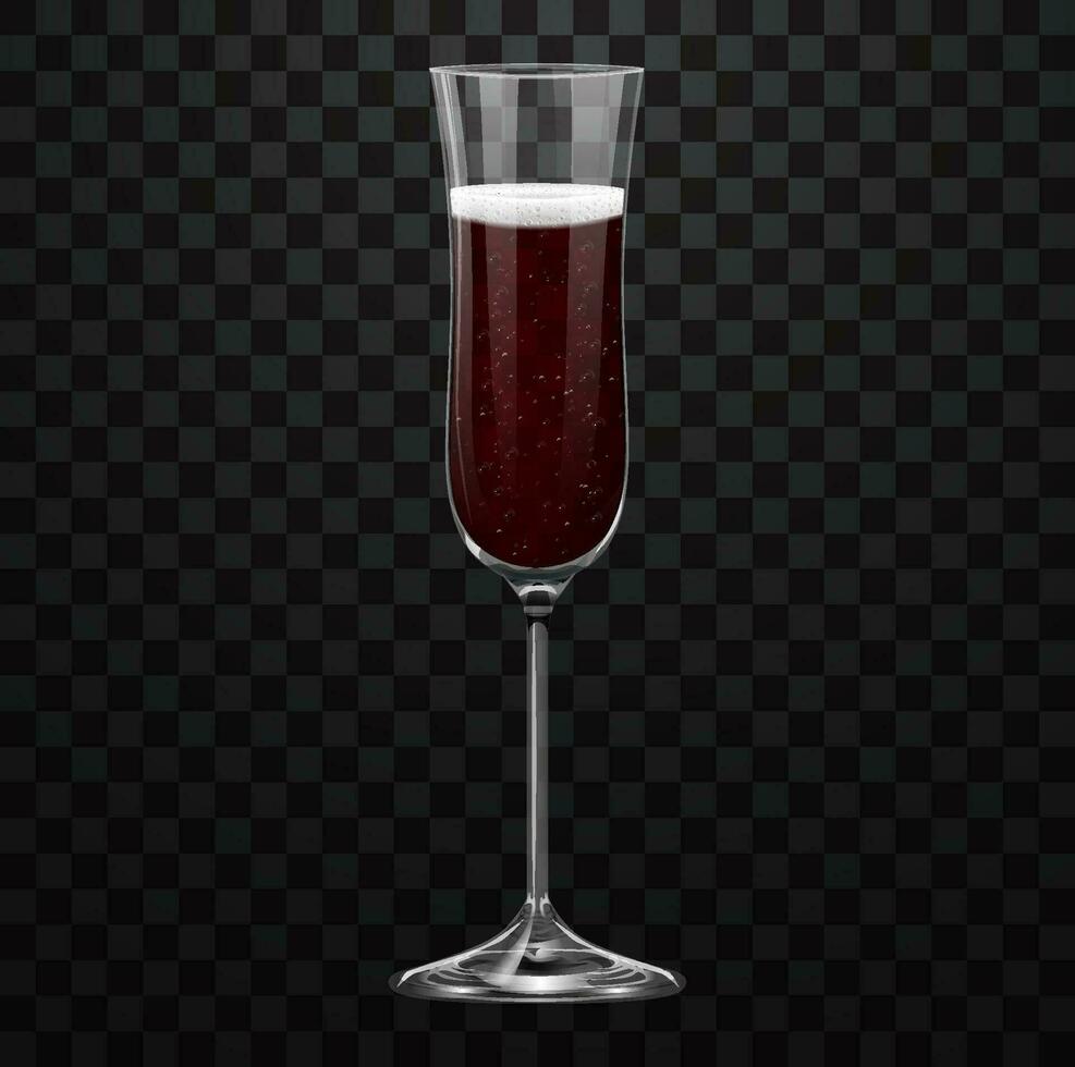 Realistic red champagne glass isolated on transparent background vector