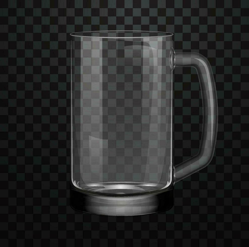 Realistic empty beer glass isolated on transparent background vector