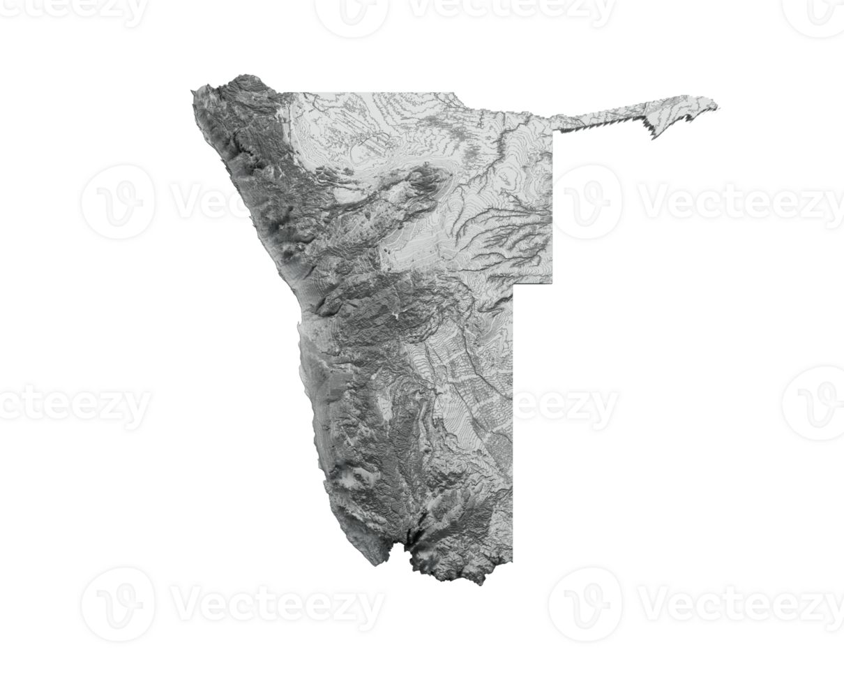 Namibia Map Flag Shaded relief Color Height map 3d illustration png