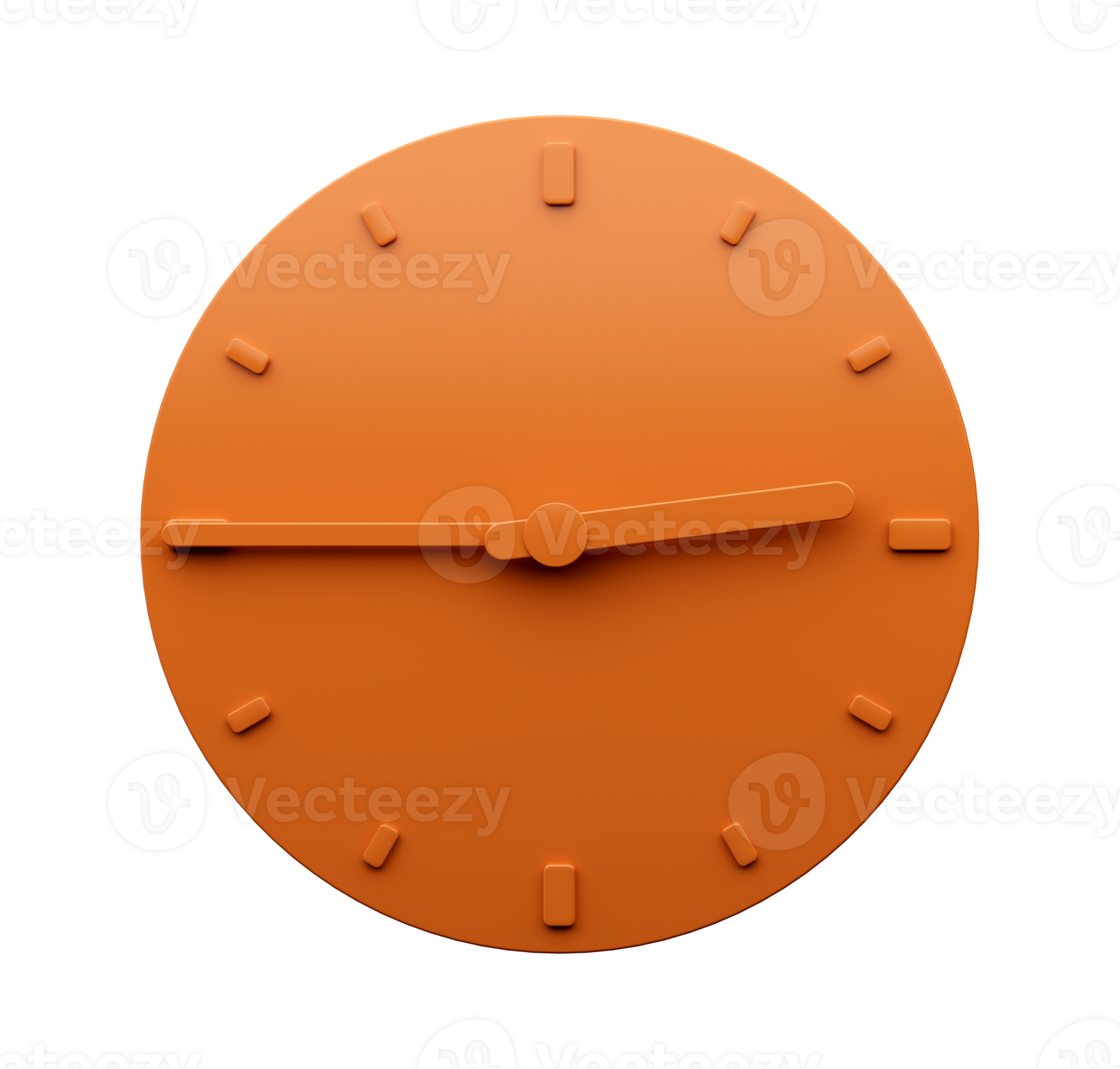 Minimal Orange clock quarter to Three o'clock abstract Minimalist wall