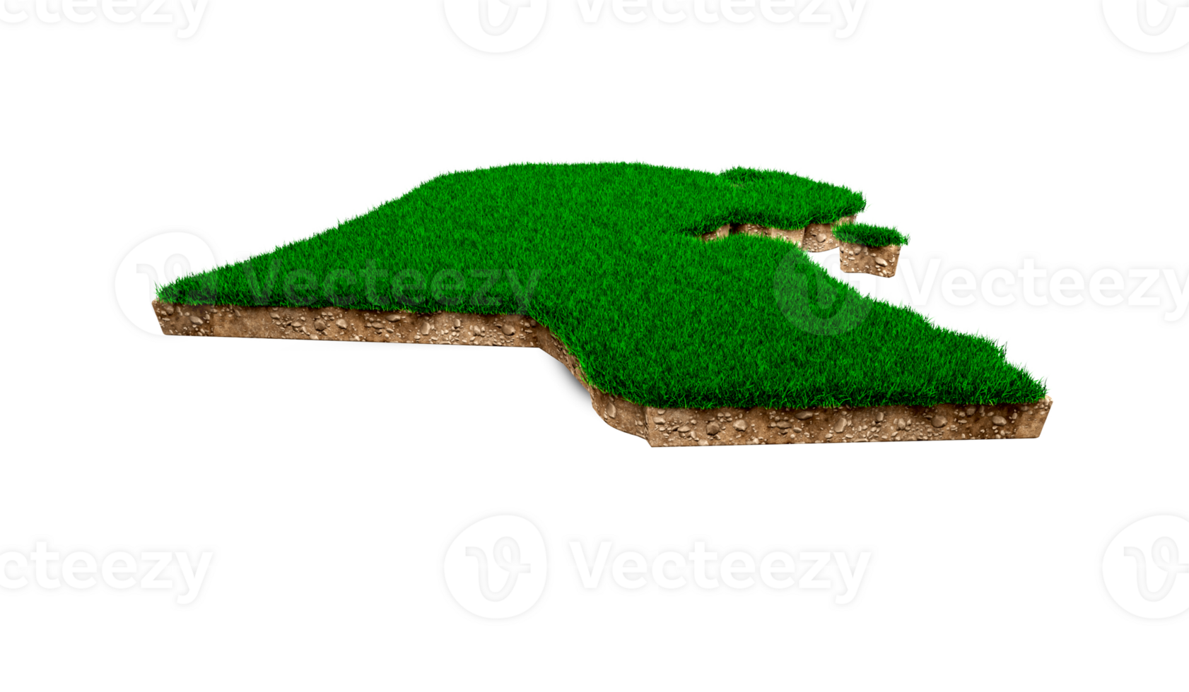 Kuwait map soil land geology cross section with green grass 3d illustration png