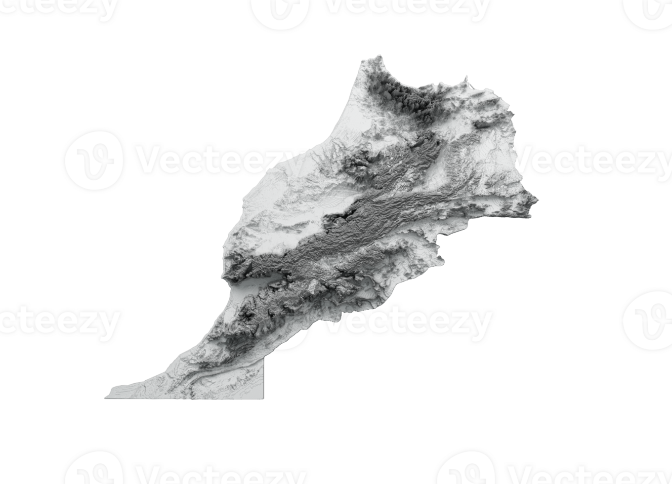 Morocco Map Flag Shaded relief Color Height map 3d illustration png
