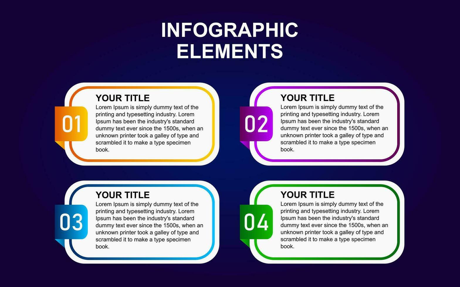 diseño infografía elementos 4 4 pasos opciones para presentaciones, carteles, diseños, diagramas y pancartas con lleno color. vector