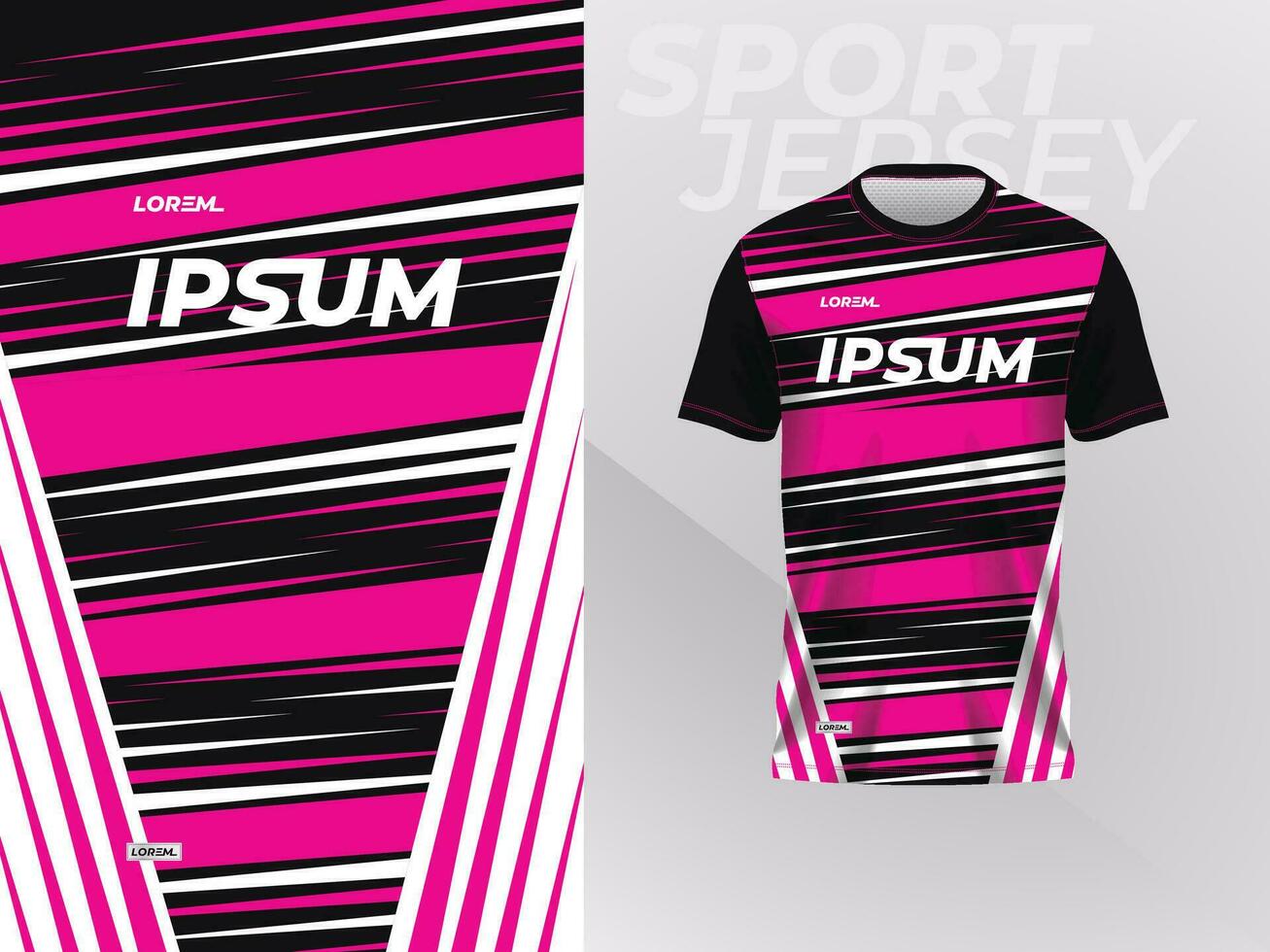 black pink shirt sport jersey mockup template design for soccer, football, racing, gaming, motocross, cycling, and running vector