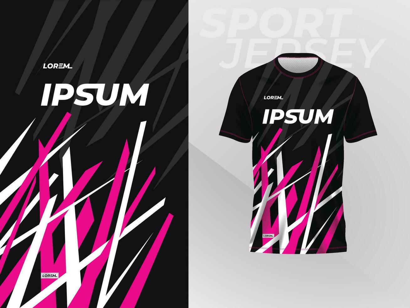 black pink shirt sport jersey mockup template design for soccer, football, racing, gaming, motocross, cycling, and running vector