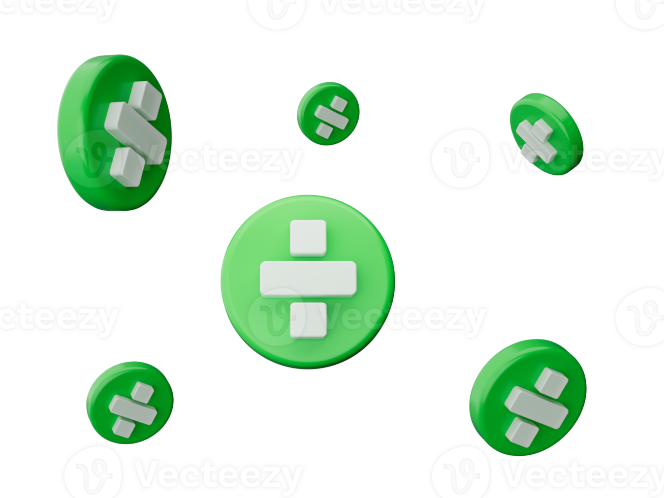 Green and white 3d math Divide symbols icon 3D illustration png