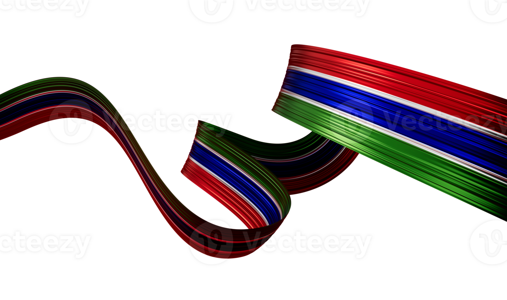 Waving ribbon or banner with flag of Gambia. independence day 3d illustration png