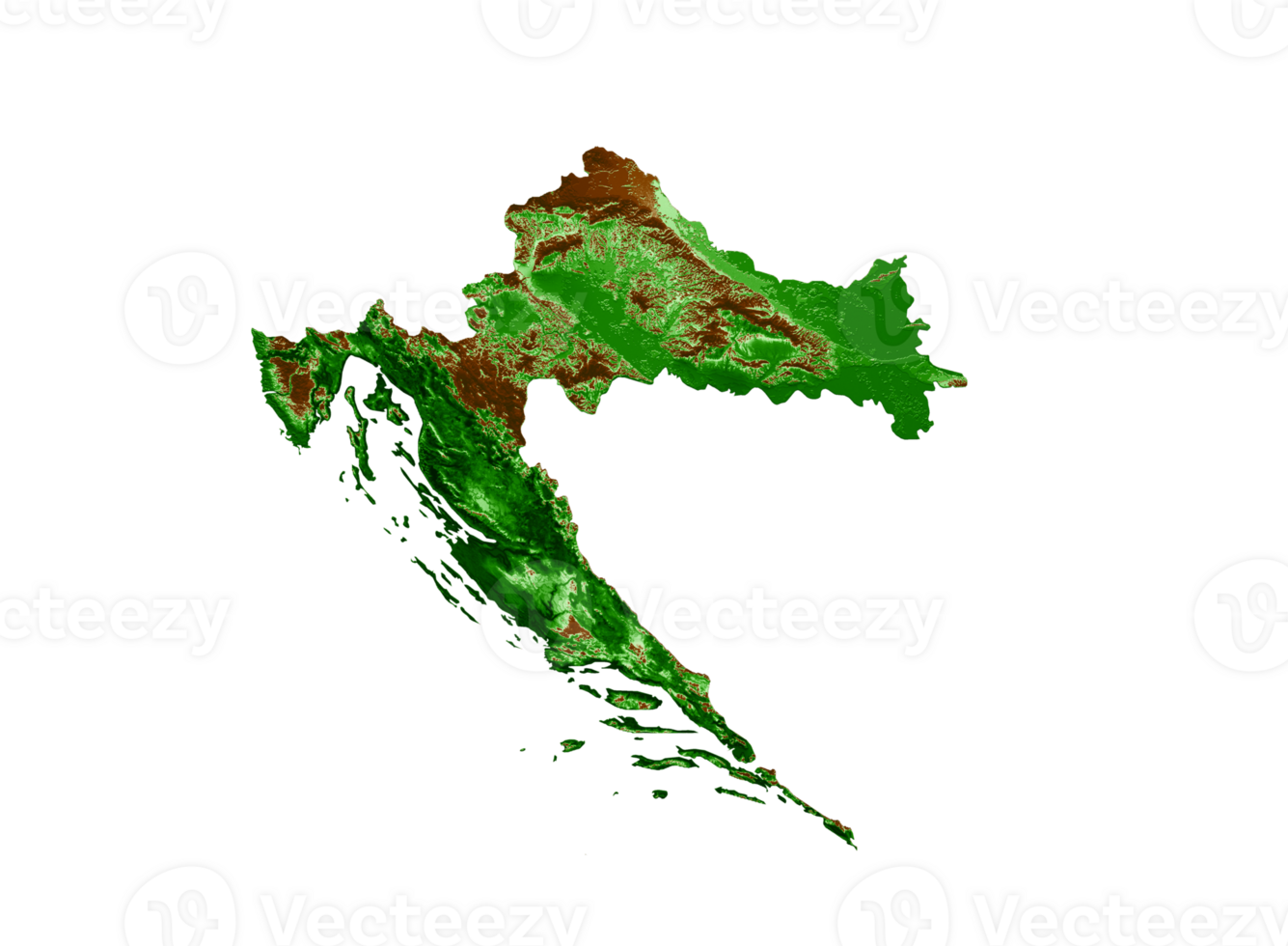 Croatia Topographic Map 3d realistic map Color 3d illustration png