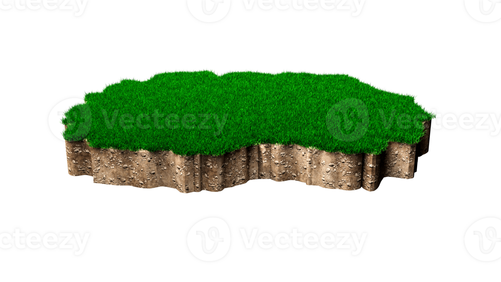 North Macedonia map soil land geology cross section with green grass 3d illustration png