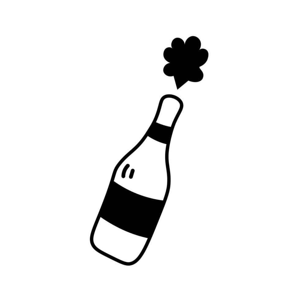 Bottle of Champagne explosion doodle vector