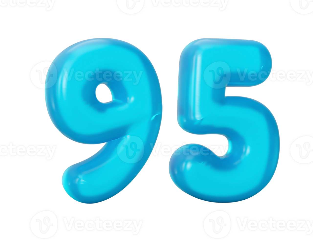 Blue jelly digit 95 ninety five Jelly colorful alphabets numbers for kids 3d illustration png