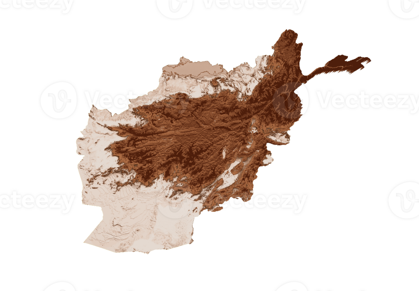 Map of Afghanistan in old style, brown graphics in a retro style Vintage Style. High detailed 3d illustration png