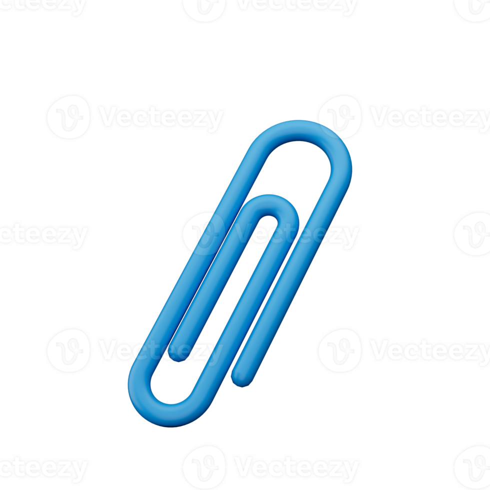 Blue Paper clip. 3d icon. Cartoon minimal style 3d illustration png
