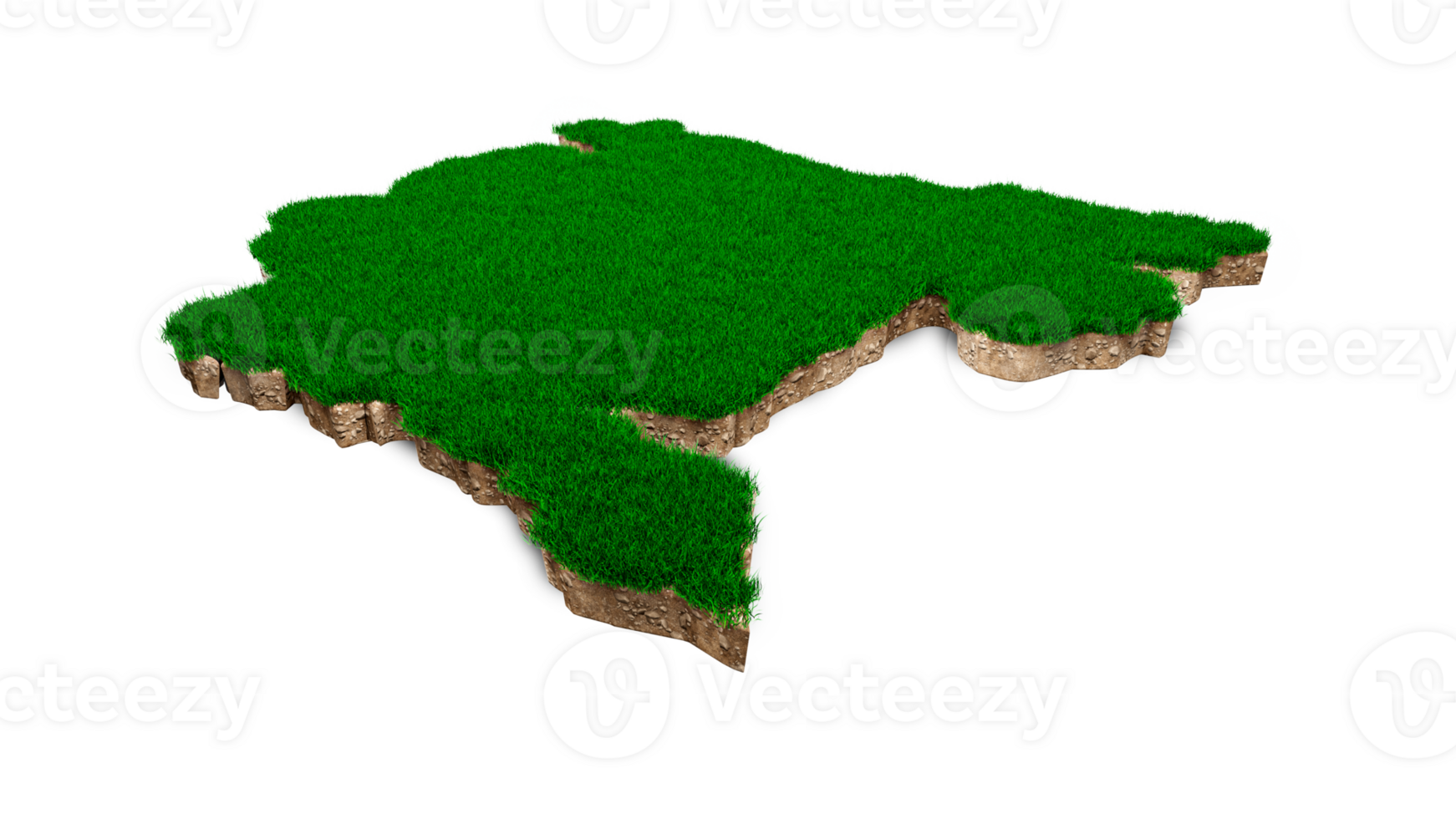 Montenegro Map soil land geology cross section with green grass and Rock ground texture 3d illustration png