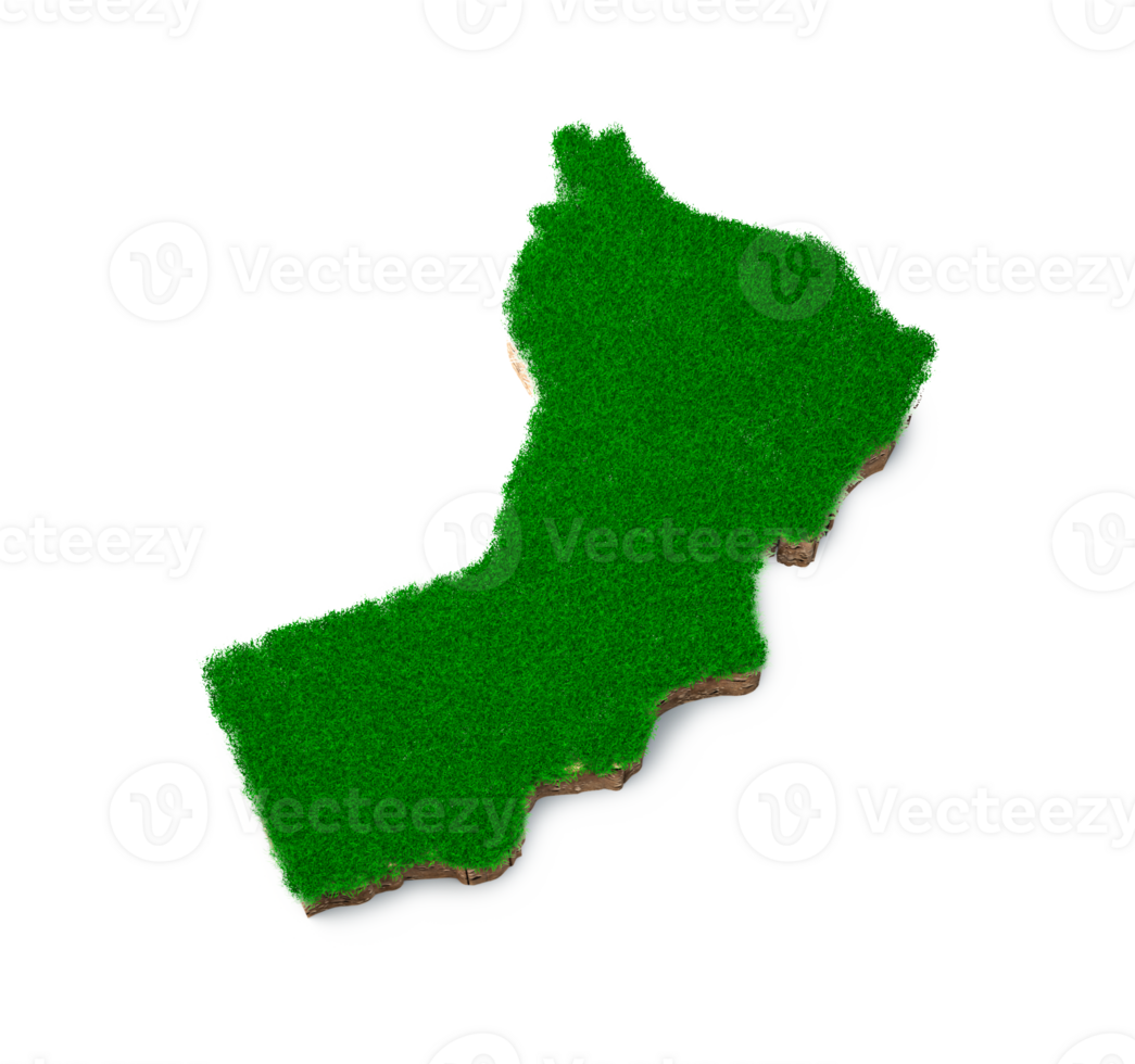 Oman Map soil land geology cross section with green grass and Rock ground texture 3d illustration png