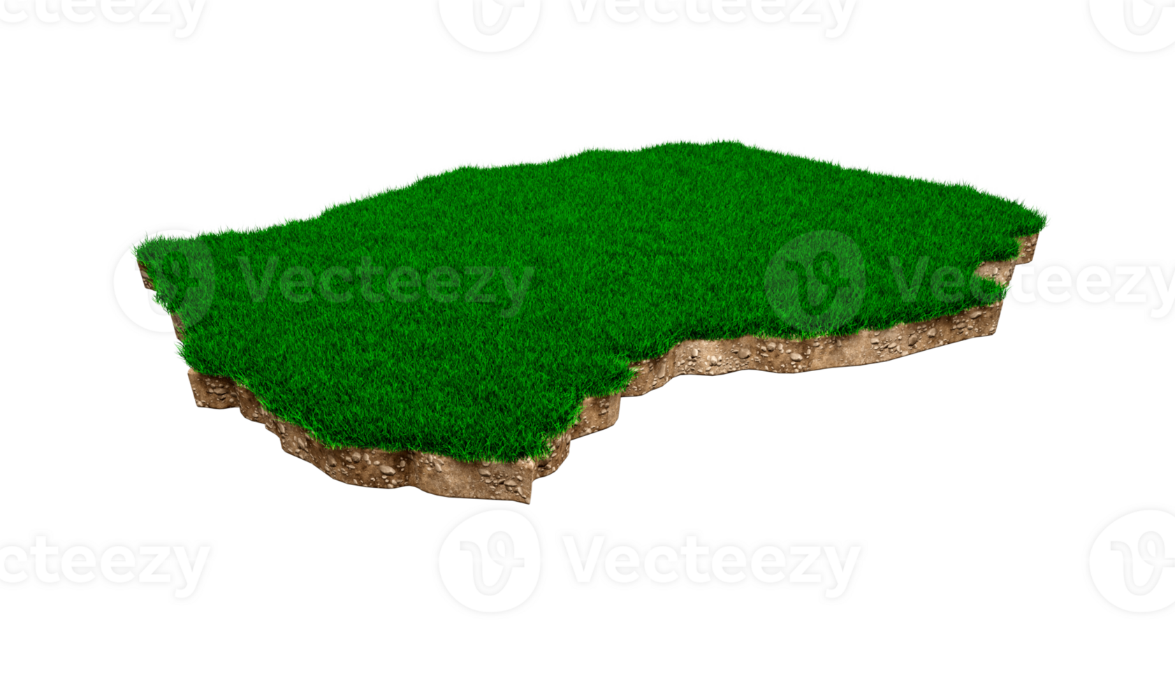 Lesotho map soil land geology cross section with green grass 3d illustration png