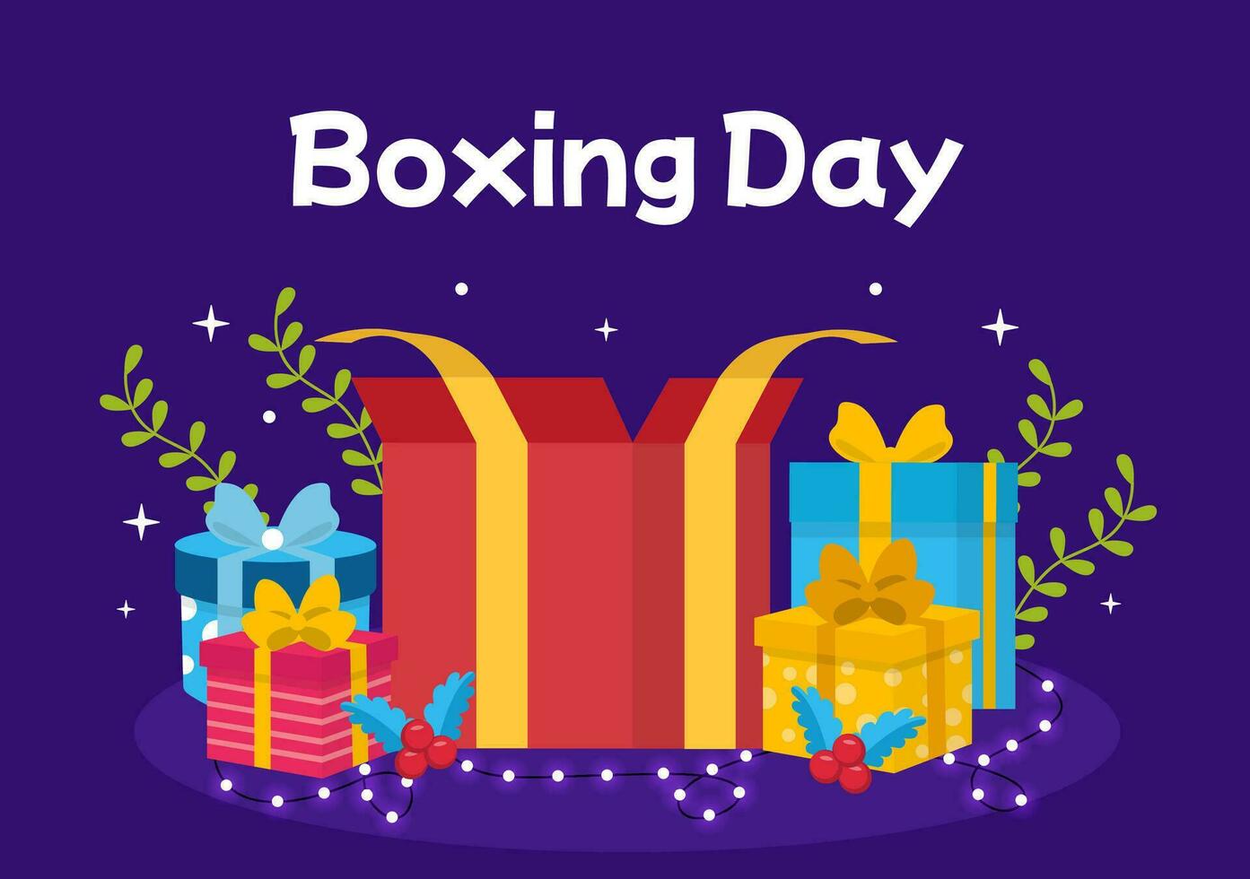 Boxing Day Sale Vector Illustration with Discount Special Offer Tag Price and Gift Box in Flat Cartoon for Promotion Advertising Background Design