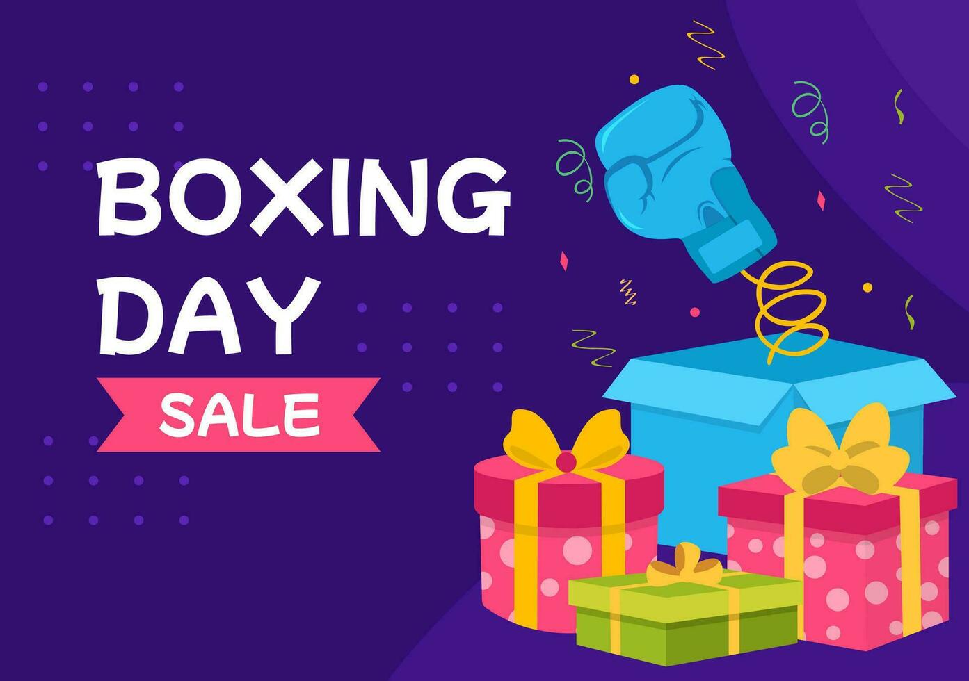 boxeo día rebaja vector ilustración con descuento especial oferta etiqueta precio y regalo caja en plano dibujos animados para promoción publicidad antecedentes diseño