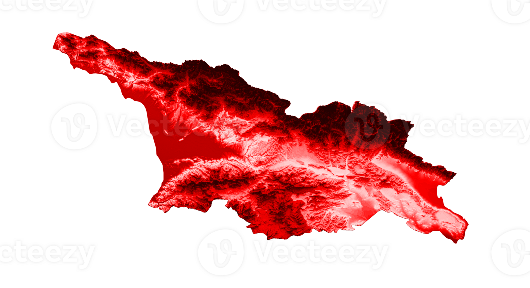 Georgia map with the flag Colors Red and yellow Shaded relief map 3d illustration png