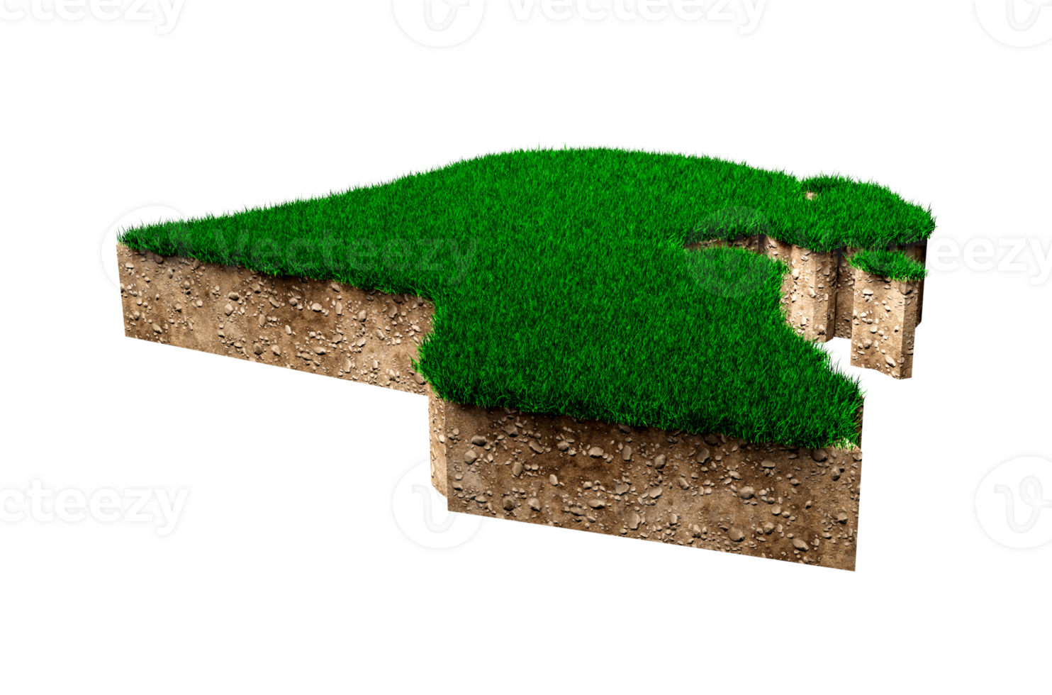 kuwait mapa solo geologia terra seção transversal com grama verde ilustração 3d png