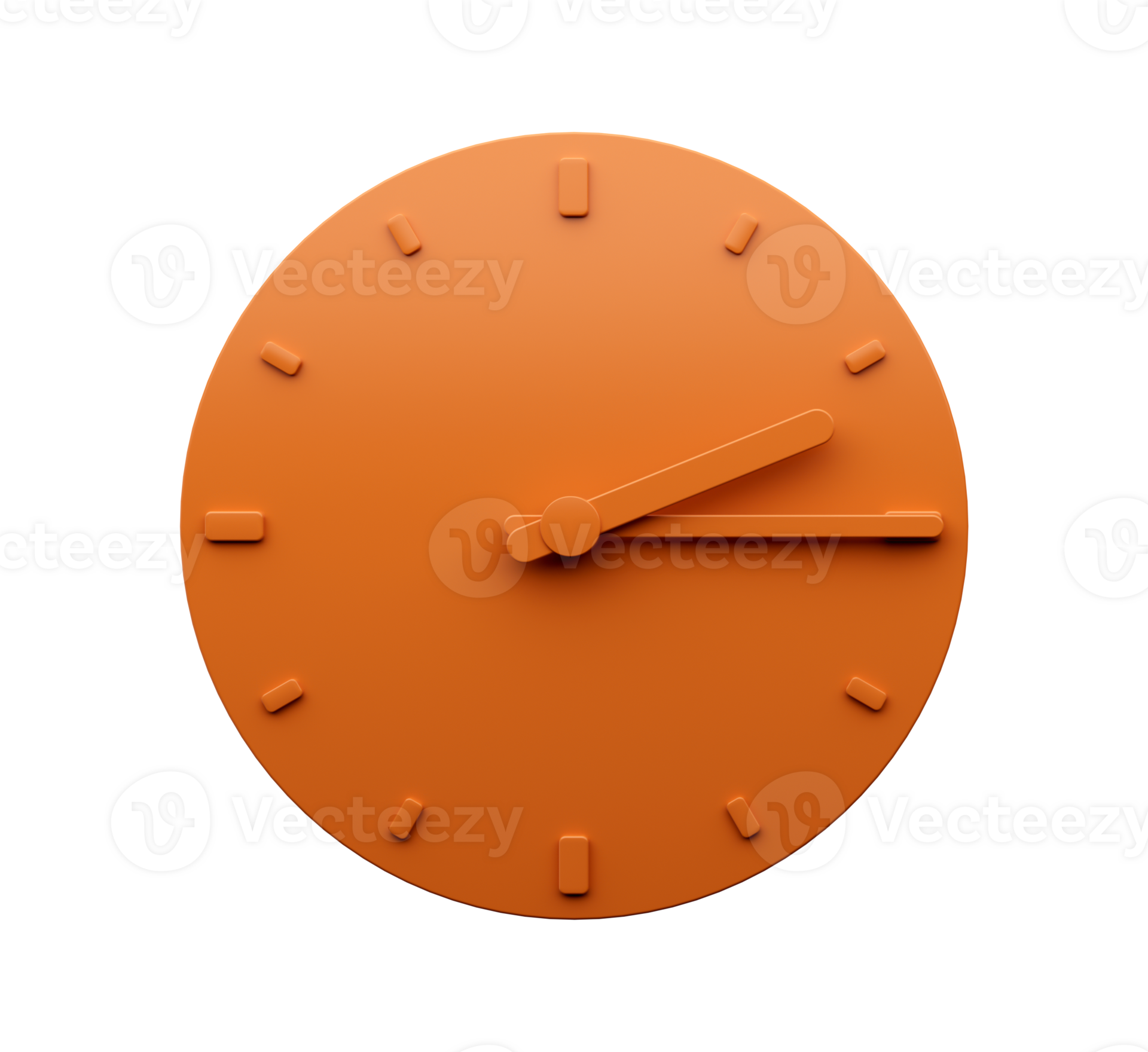 Minimal Orange clock quarter past one o'clock abstract Minimalist wall