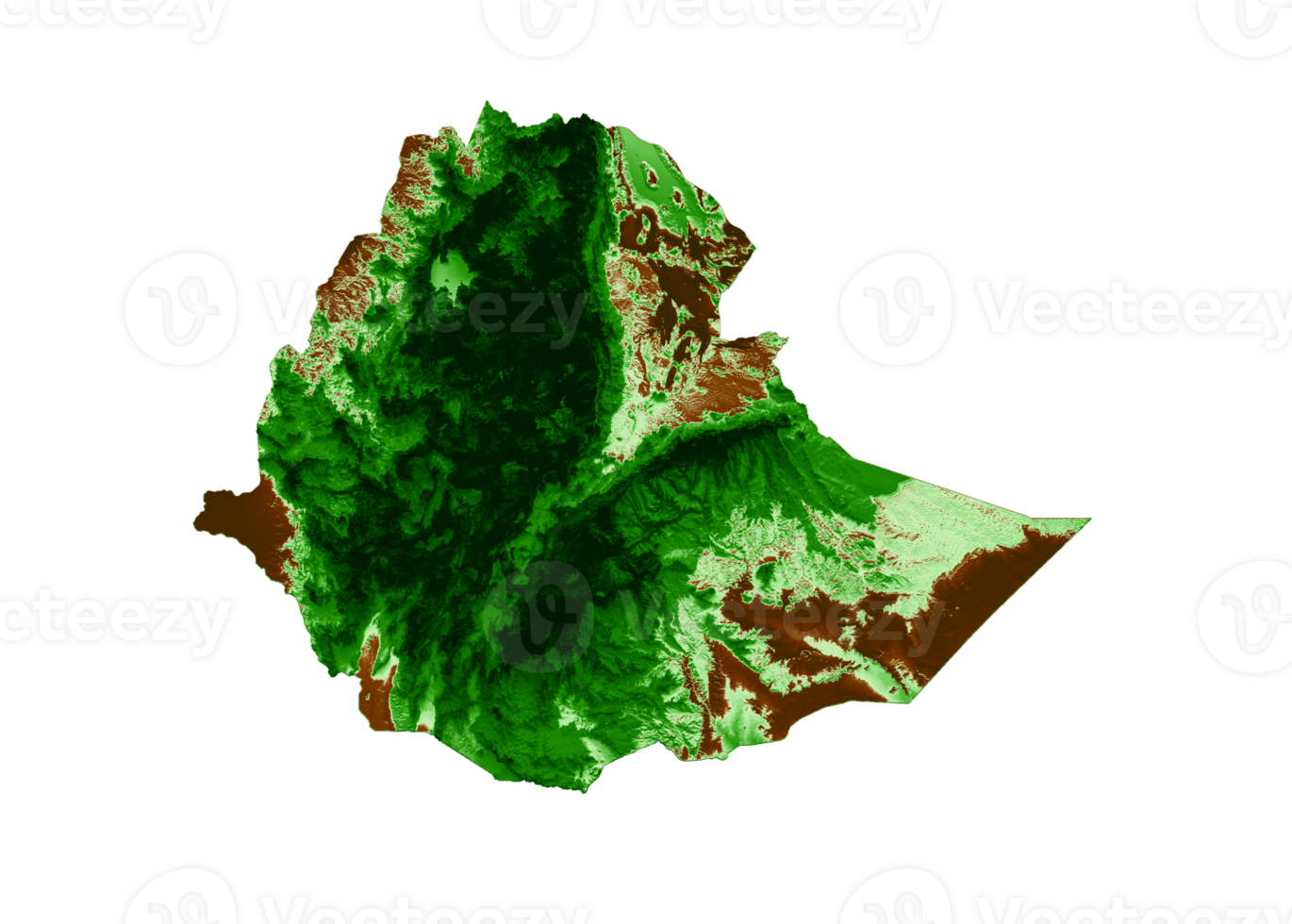 Ethiopia Topographic Map 3d realistic map Color 3d illustration png