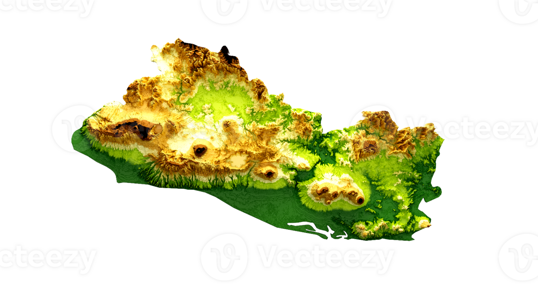 El Salvador Map Shaded relief Color Height map 3d illustration png