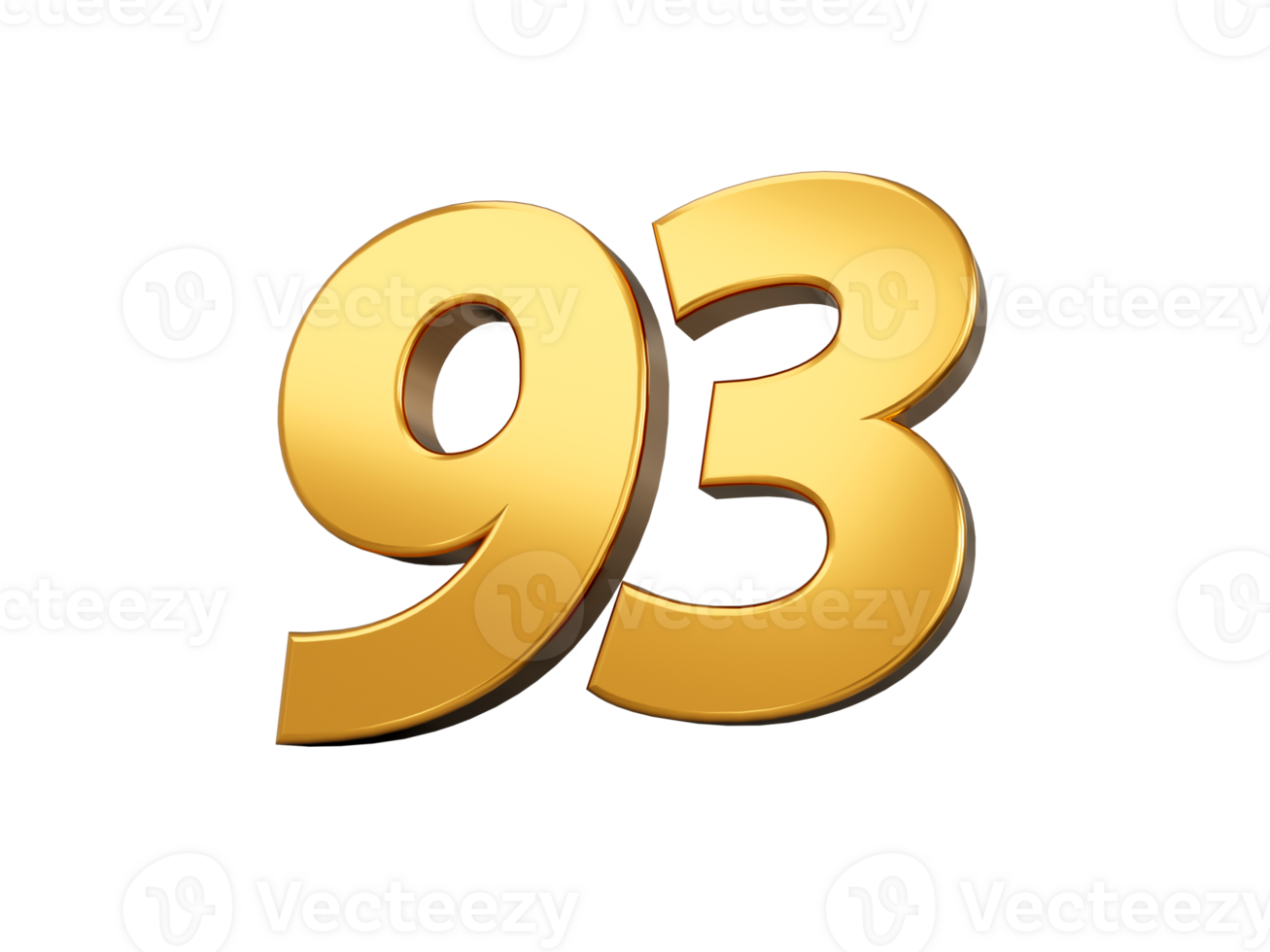 Gold number 93 Ninety three . shiny 3d number made of gold 3d illustration png