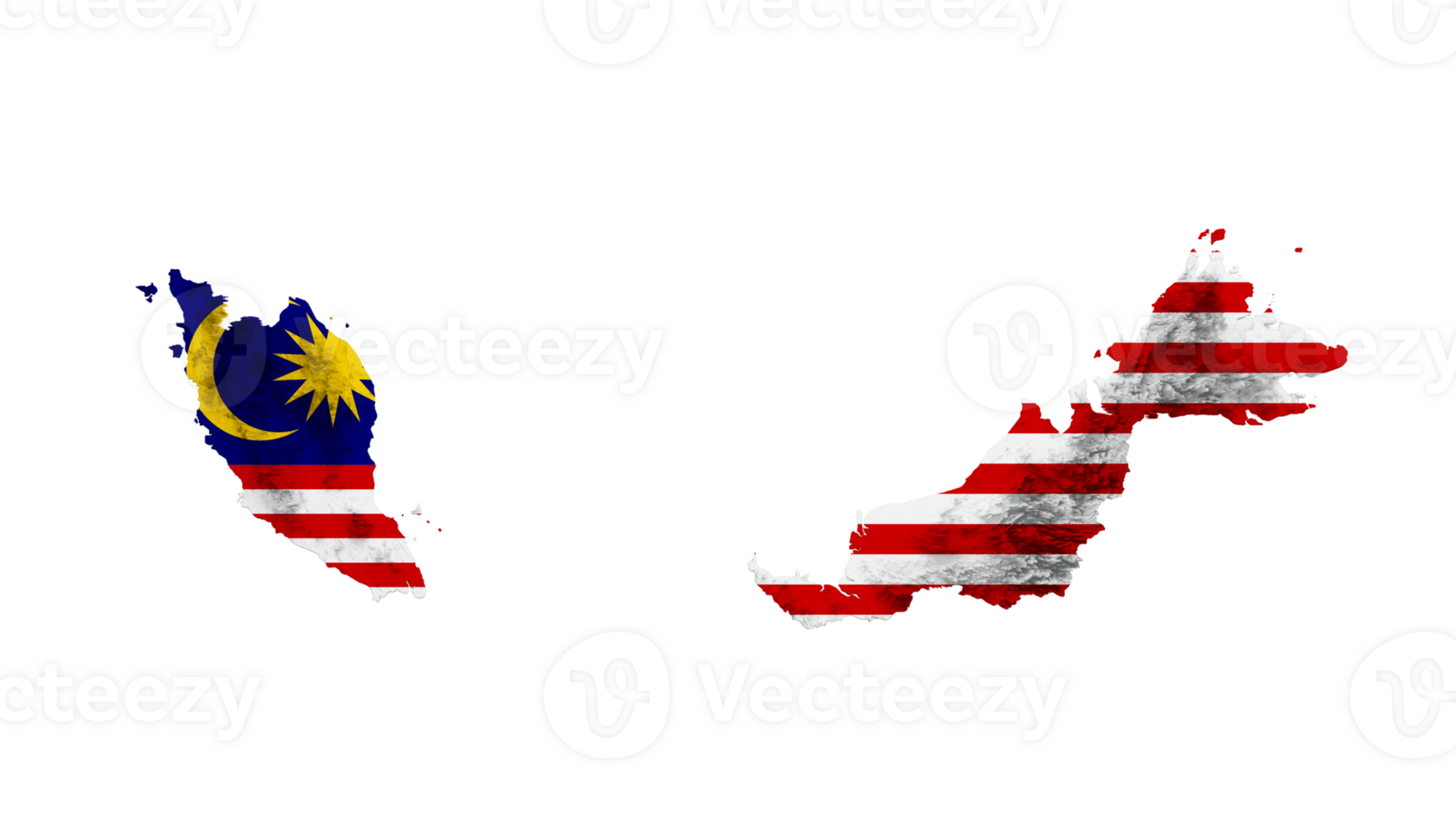 Malaysia map with the flag Colors Blue and Red Shaded relief map 3d illustration png