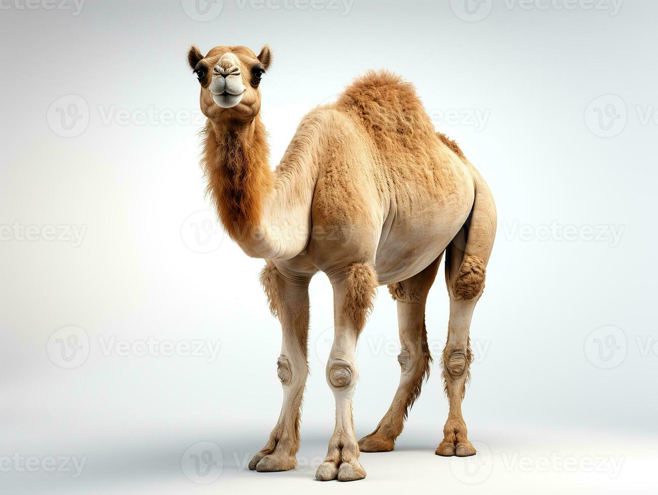 Camel isolated on a white background. Camelus dromedarius. 3D illustration. Studio. AI Generative photo