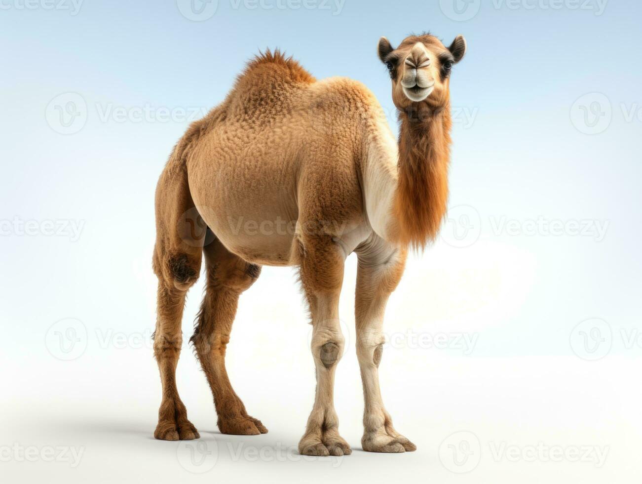 Camel isolated on a white background. Camelus dromedarius. 3D illustration. Studio. AI Generative photo