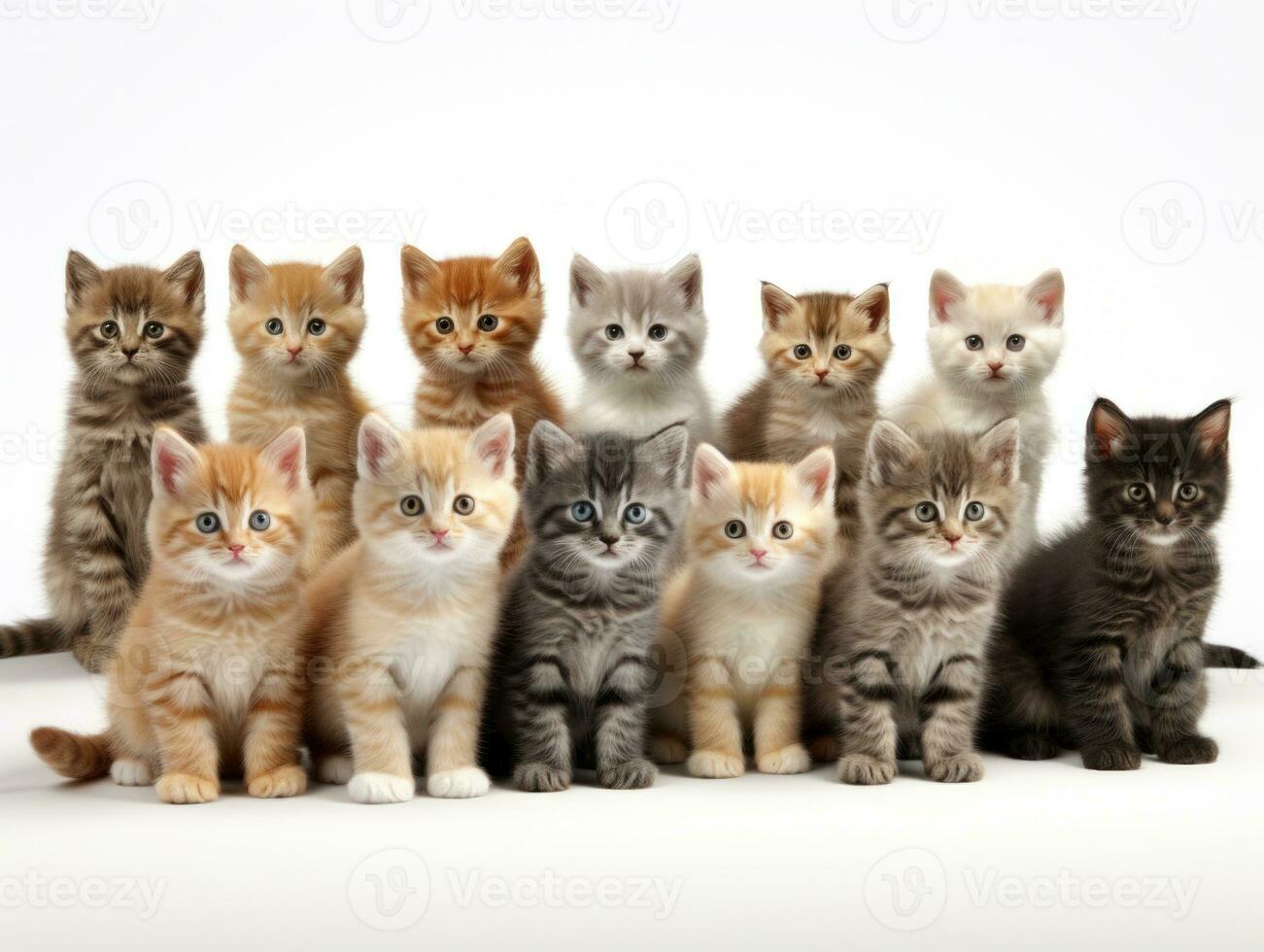 Group of multicolored maine coon cats. AI Generative photo