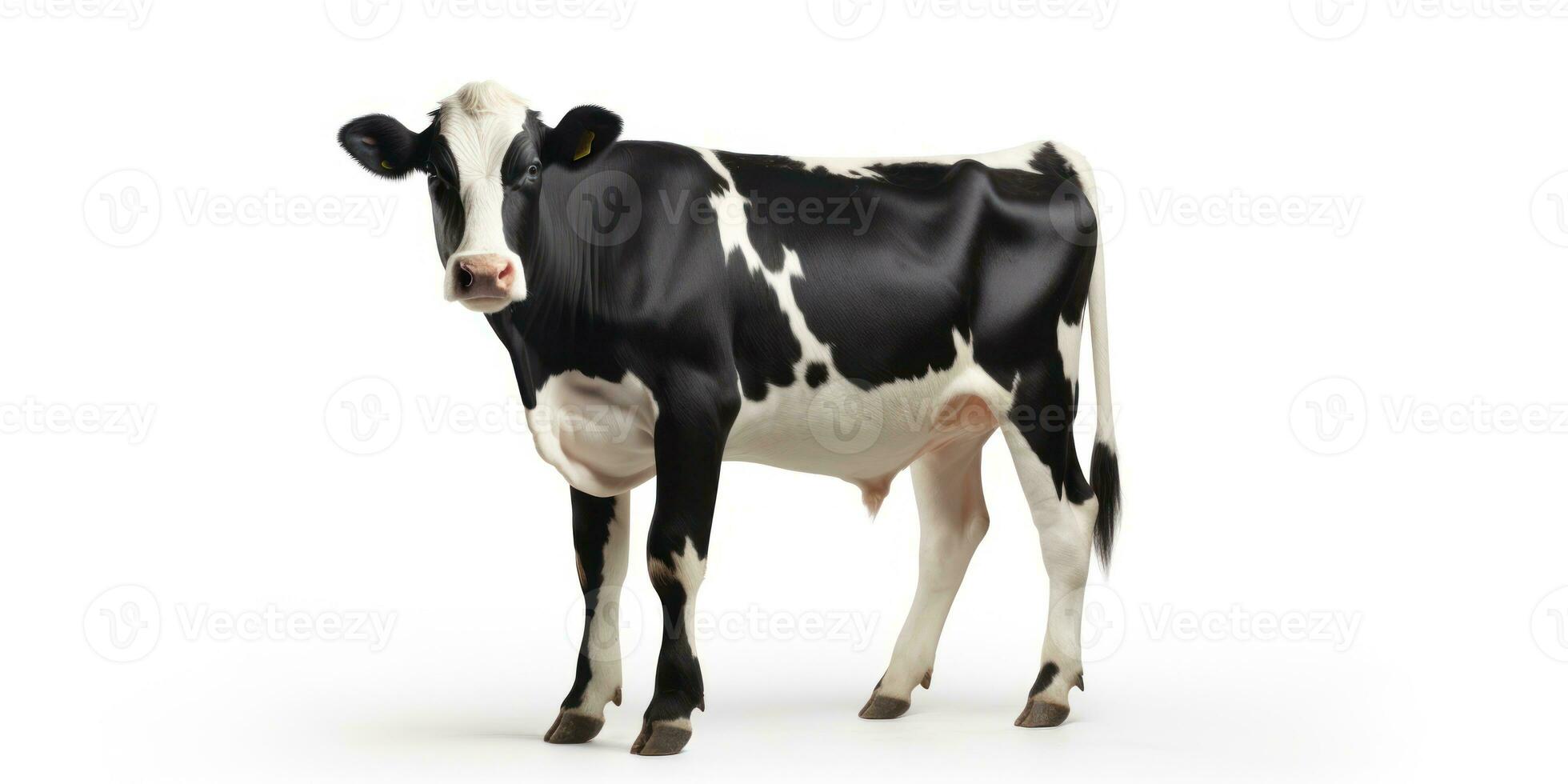 Black and white cow isolated on white background. 3D illustration. AI Generative photo