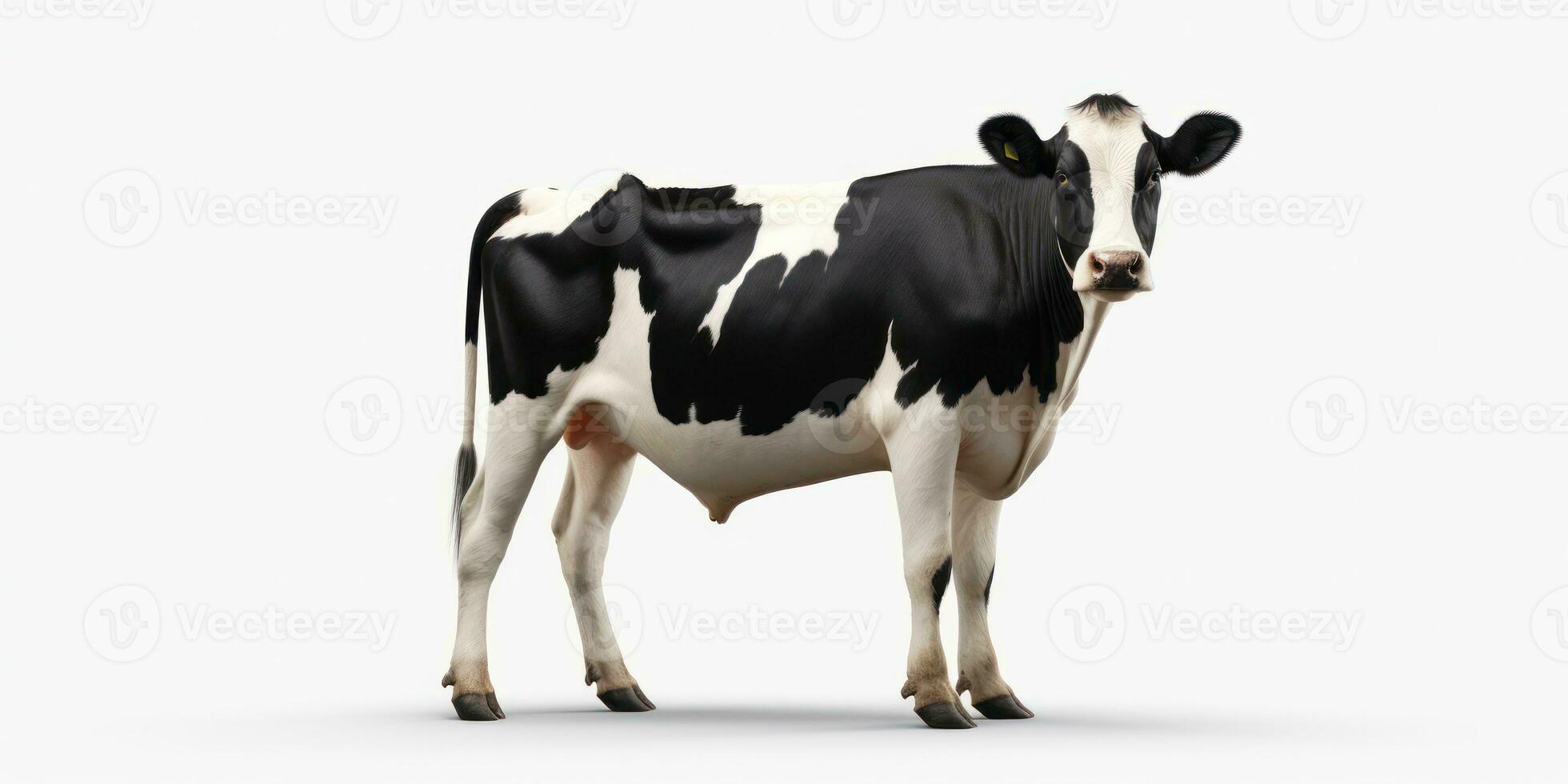 Black and white cow isolated on white background. 3D illustration. AI Generative photo