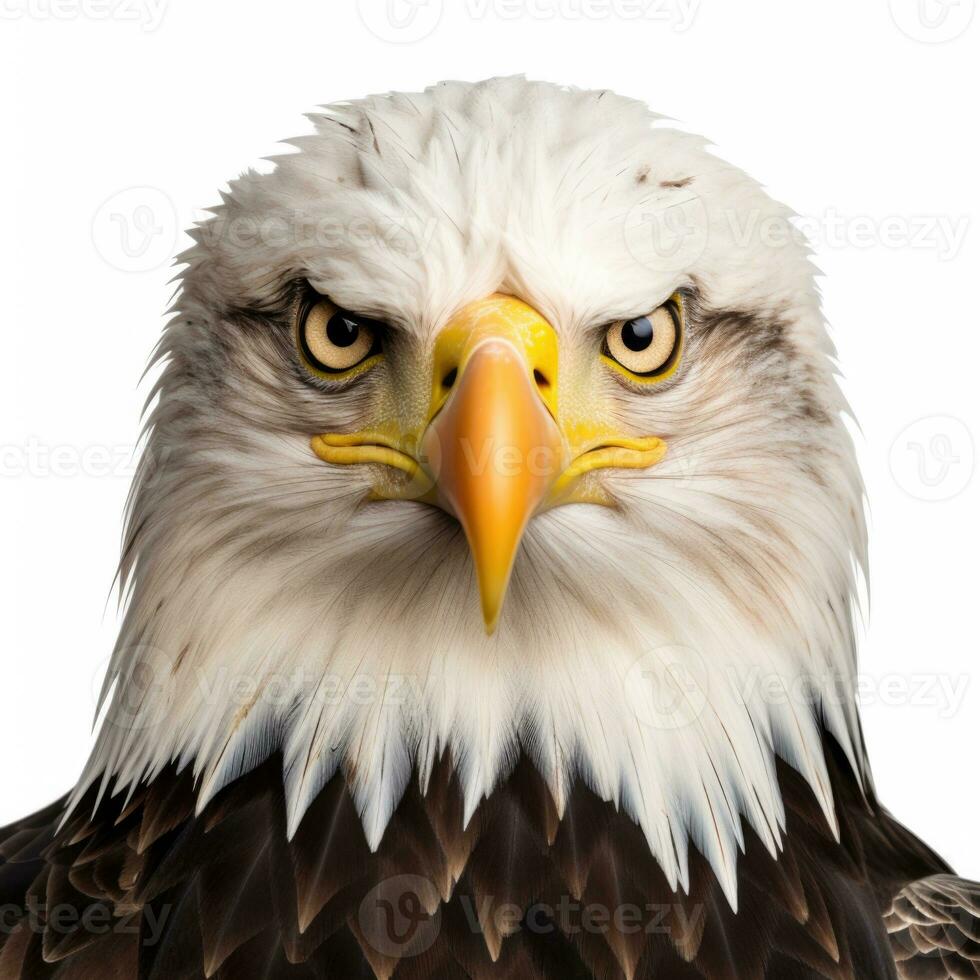 Bald Eagle Portrait Isolated on white Background. 3d Rendering AI Generative photo