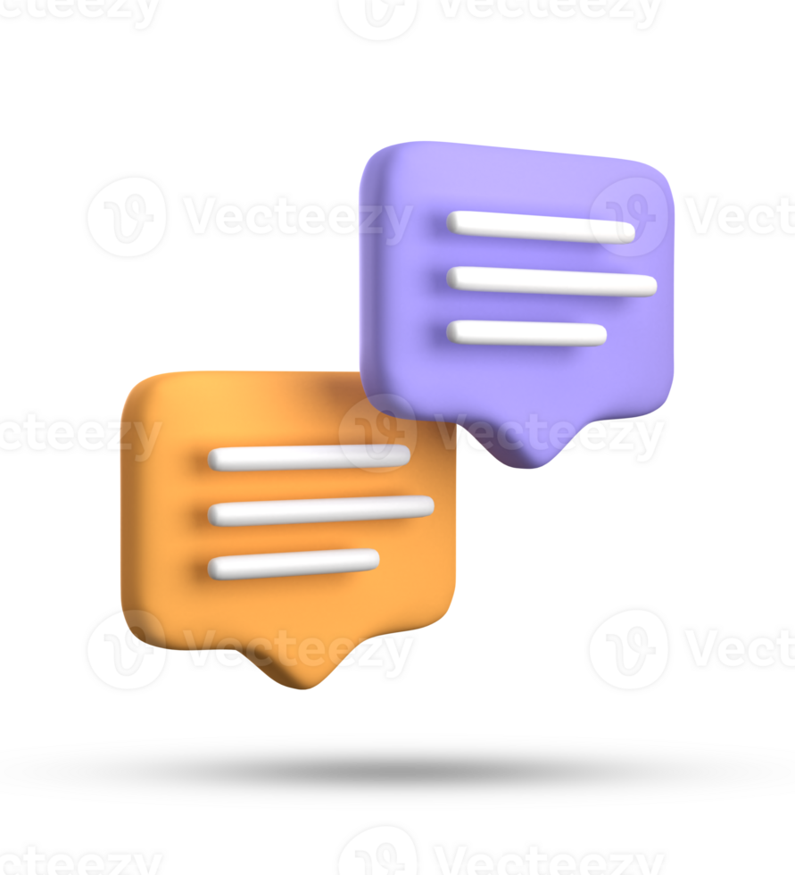 3d rendering of speech bubble with notification icons, 3D pastel yellow blue chat icon set. Set of 3d speak bubble. png